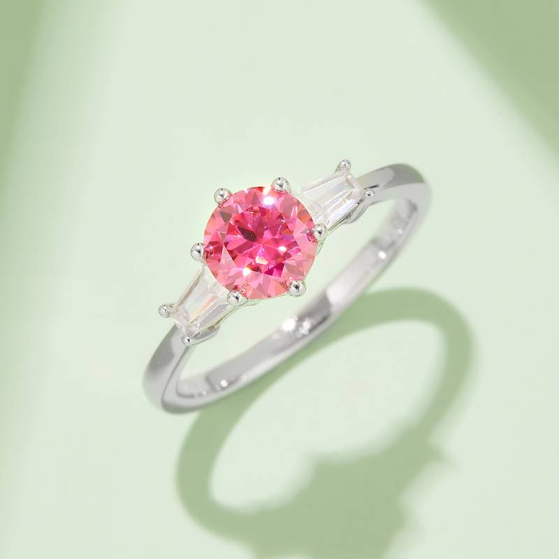 Classic宝格丽S925银镀白金MoissaniteWomen's Ring1ctD级